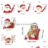 Decorazioni natalizie Decorazione Adesivo auto rimovibile 3D Cartone animato creativo Babbo Natale Parabrezza posteriore Veicolo Tergicristallo Decal Bc Dhvn8