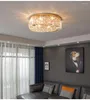 Światła sufitowe Nordic LED Crystal Lampa salonu Złota okrągła w wieszak do sypialni Luster Moderno