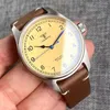 Armbandsur 39mm tandorio mekanisk klocka män nh35 pt5000 rörelse blå hand vintage gul urtavla