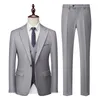 Men's Suits ( Jacket Vest Pants ) Solid Color Business Men's Suit Set For Groom Wedding Party Tailcoat