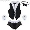 Sexy Set Sexy Maid Men Lingerie Role Play Come Halloween Hot Erotic Men Maid Outfits Tops Underwear with Collar Handcuffs Lingerie Set T230531