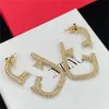 Oorbellen designer stud luxe gouden hartvorm parel kristal goud V letter 925s zilveren sieraden klassieke GC2159