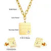 Collana Orecchini Set LUXUKISSKIDS Quadrato Grande Charms Collier Catena a maglie per donna / uomo Estetica con zirconi Regalo per feste di nozze