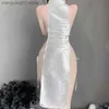 섹시한 세트 2020 섹시 란제리 애니메이션 유니폼 중국 Qipao 클래식 여성 Satin Cheongam 나이트 목욕 가운 패션 드레싱 에로틱 T230531