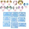 Tattoos Transfer Tattoos 9pcs Face Painting Stencils Kit Washable Paint Template Stencils Template for Halloween Holiday Party Cosplay