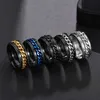 Band Rings Letdiffery Cool Stainless Steel Rotatable Men Ring High Quality Spinner Chain Punk Women Jewelry for Party Gift J230531