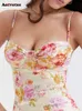 Floral Print Maxi Dress for Women New French Style Strapless Backless Bodycon Dresses Fashion Sleeveless Dress