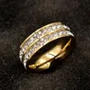 Titan rostfritt stål bandringar för kvinnor män smycken Cubic Zirconia Rose Gold Silver Ring med CZ Diamond Crystal