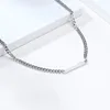 Kvinnors halsband Personlig och trendig rostfritt stål kubansk kedjehalsband med lång randformad hänge och utökad kedjesmycken Party Gift YW07NC-578
