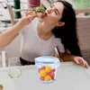 Kommen glas met deksels heldere warmtebestendige magnetroncontainers verzegeld voor groenten fruit cupcakes en salade