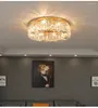 Światła sufitowe Nordic LED Crystal Lampa salonu Złota okrągła w wieszak do sypialni Luster Moderno