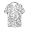 Camisas casuais masculinas linhas artísticas padrão beleza face personalidade de moda verão masculino havaiano de manga curta button praia aloha camisa