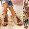 Sandali Scarpe Moda Casual Peep Flat Ladies Toe Fringe Womens Style Wedge chiuso per le donne