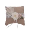 装飾花の結婚式の装飾素朴なリネンレース15 15cmブライダルリングビンテージボウパール刺繍花リボン