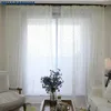 Rideau blanc coréen maille fleurs dentelle gaze fenêtre écrans rideaux pour salon chaîne tricot broderie Tulle chambre