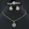 Pierścienie zespołu proste żeńskie białe kryształowy zestaw biżuterii urok złota srebrna kolczyka dla kobiet urocza pierścień bransoletka szyjka ślubna J230531
