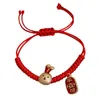 Link Bracelets Chinese Red Rope Peace Symbol Money Bag Bracelet Year Of Your Woven String Hand Jewelry Female