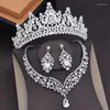 Brincos de colar Definição de água de água de cristal de água de luxo Tiaras Crown Crown Dubai Jóias Acessórias de jóias