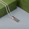 2023 New designer jewelry bracelet necklace ring rectangular rhombic checkered drop glue red black color pendant couple clavicle sweater chain