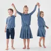 Passende Familien-Outfits für Kinder, Jungen, Mädchen, lockerer Oberteil, Rock, Frühling, Sommer, säuregewaschen, passende Familienkleidung, Kindermode, Freizeitset und Top-Kleidung 230530