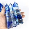 Decorative Figurines 1pc Beautiful Blue Smelting Stone Wand Quartz Crystal Tower Points Meditation