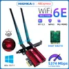 ADAPTER 5374MBPS WIFI 6E PCIe Wireless Network Card 5G/6GHz WiFi Adapter Bluetooth 5.3 PCI Express 802.11AX Intel Ax210 WiFi Card PC