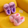 Slipper Kids Slippers Winter Children Sapatos de algodão Inverno quente Rosa peludo Ears de coelho Padrão