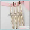 Porte-brosse à dents 5Pcs / Lot Adt Golden Handle Fashion Poils souples jetables pour El Gift Drop Delivery Home Garden Bath Bathroom A Dh3Z0