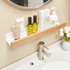 Badkamer planken massieve houten witte badkamer plank hoek plank douchemeerpot shampoo cosmetische planken keuken opbergrek badkamer accessoires 230530