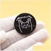 Pins Brooches Retro Rock Music Cartoon Brooch Gothic Band Cat Metal Badge Round Pin Drop Delivery Jewelry Dhopd