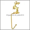 Christmas Decorations Gold Decoration Hook Snowflake Santa Elk Gift Fireplace Sock Metal Pendant Drop Delivery Home Garden Festive P Dhn4N