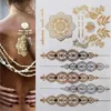 Tatuajes 100 piezas impermeable tatuaje temporal pegatina flor mandala henna oro plata metálico flash tatuaje boho loto joyería brillo cuerpo