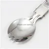 Spoons Lightweight Flatware utomhus rostfritt stål fällningsgaffel Cutlery Portable Picnic Table Bordkammar Fällbar knivdropp leverans DHH64