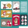 Greeting Cards Christmas Card Set Cartoon Printing Creative Lovely Holiday Gift Mes Blessing Envelope Stickers Vt1612 Drop Delivery Dhkg8