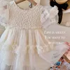 Girl's Dresses Children Dress Girls Puff Sleeves Fluffy Mesh Skirt Summer New Sweet Baby Princess Skirt Toddler Girl Clothes AA230531