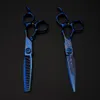 Outils professionnels 6 '' ciseaux haut de gamme bleu damas ciseaux à cheveux coupe de cheveux amincissement outils de barbier ciseaux de coupe ciseaux de coiffure