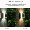 태양열 램프 LED 가벼운 벽 램프 야외 정원 조명 외부 스캔 테라스 발코니 울타리 거리 장식 위와 아래