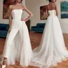 Combinaisons pour femmes barboteuses sans bretelles femmes combinaison longue élégante avec robe en maille blanc moulante combinaison pour fête mariage mode femmes salopette 2021 T230531