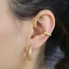 Hoop Earrings Gold Color Fashion Classic Women Jewelry Round Circle With Heart Shaped Clear CZ Paved Multi Piercing Lovely Earring