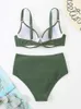 2023 New Sexy Push Up Vita Bikini Set Beach Solid Costumi da bagno da donna P230530