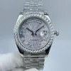 automatisch mechanisch herenhorloge waterdicht meteorietoppervlak 41 mm diamanten ring roestvrijstalen herenhorloge met vouwsluiting