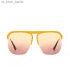 Lunettes de soleil de haute qualité mode demi-cadre carré lunettes de soleil femmes marque Okulary surdimensionné jaune lunettes de soleil pour femmes hommes dégradé nuances L230523