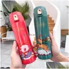 Water Bottles 450Ml Christmas Bottle Cute Cartoon Santa Claus Elk Insate Vacuum Thermos Stainless Steel Lovely Travel Mugs Flask Dro Dhlmj