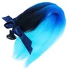 Motorcycle Helmets Pigtail With Bow Ponytail Braids Hair Tails For Any Suction Cup ( Black Blue )