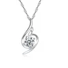 Catene Collane girocollo con zirconi in argento sterling 925 alla moda Ciondoli CZ con diamanti lucidi semplici per gioielleria raffinata da donna