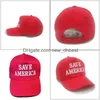 Cappelli da festa Save America Cappello da ricamo Trump 2024 Berretto da baseball in cotone Drop Delivery Home Garden Festive Supplies Dhkvd