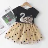 Clothing Sets Girls Clothes Summer Kids Casual Style pattern T-Shirtanddress 2Pcs For Children dress