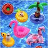 Andra pooler Spashg Floating Cup Holder Uniicorn Flamiingo Drink Swimming Pool Float Bathing Toy Party Decoration Bar Coasters VT00 Dhetm