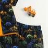 Set di abbigliamento Dinosauro Stampato Ragazzi Estate Manica corta Bambino e pantaloncini 2 pezzi Casual