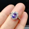 Clusterringen Natuurlijke Tanzanite Ring S925 Sterling Silver Lady Sieraden Eenvoudige en prachtige verloving